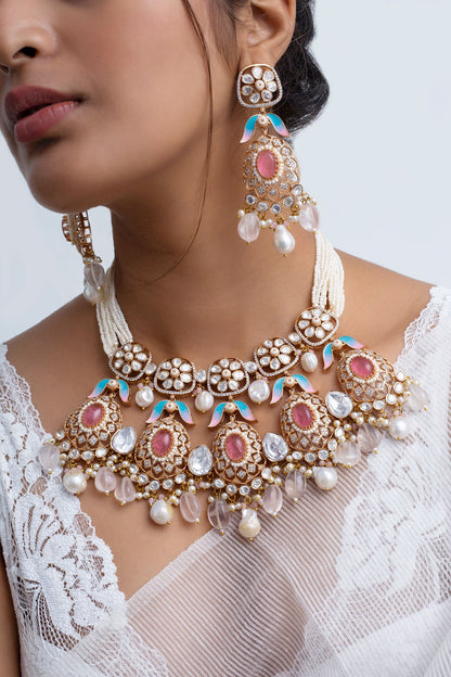Floral Crest Choker Necklace Set 