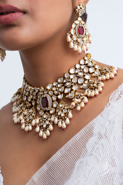Bloom Vine Embellished Choker Set 