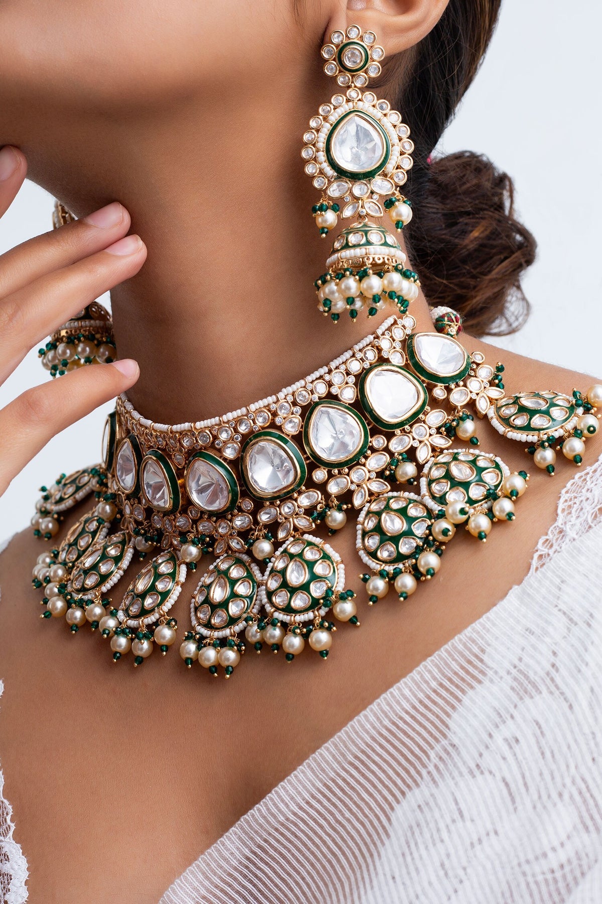 Kundan Polki Choker Necklace Set 