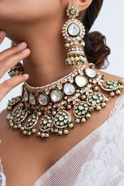 Kundan Polki Choker Necklace Set 