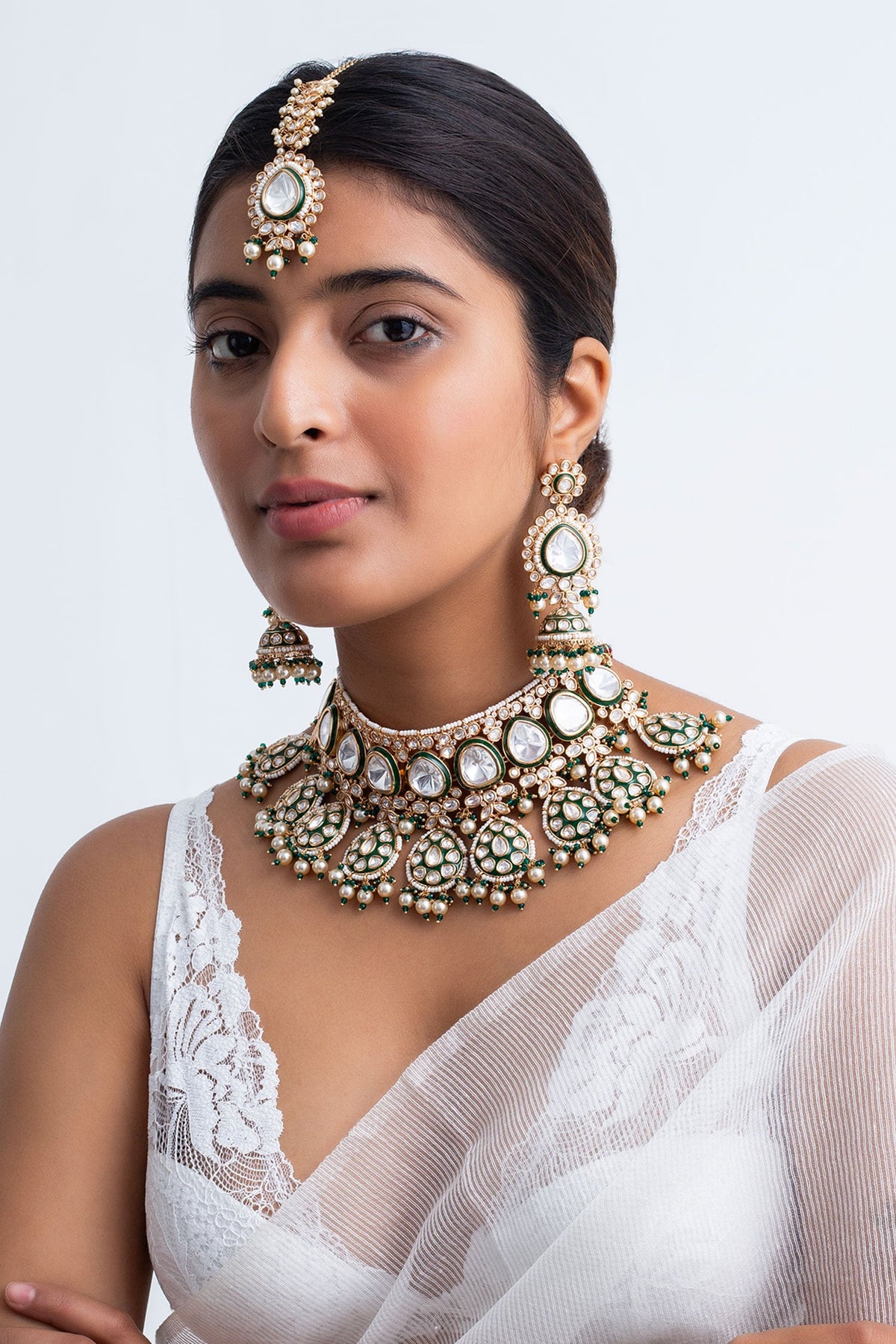 Kundan Polki Choker Necklace Set 