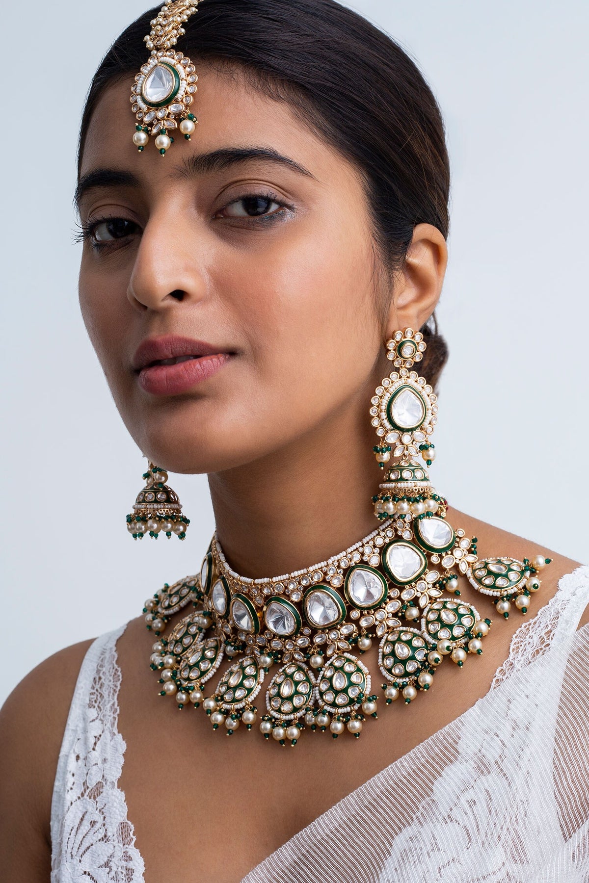 Kundan Polki Choker Necklace Set 