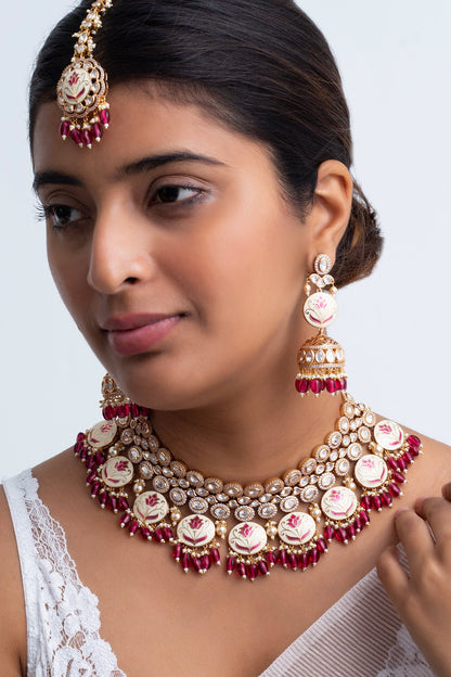 Gold Plated Padma Vine Necklace Set 