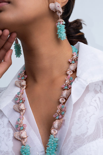 Floral Elephant Motif Necklace Set 