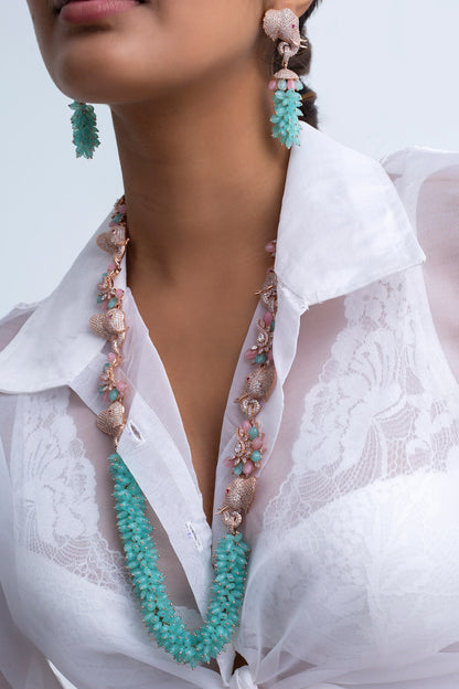 Floral Elephant Motif Necklace Set 