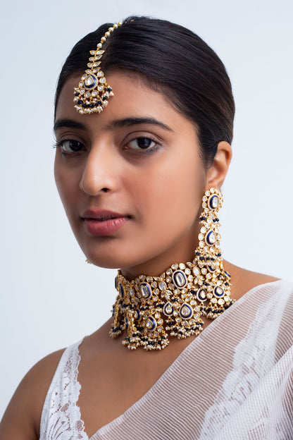 Floral Stone Choker Necklace Set 