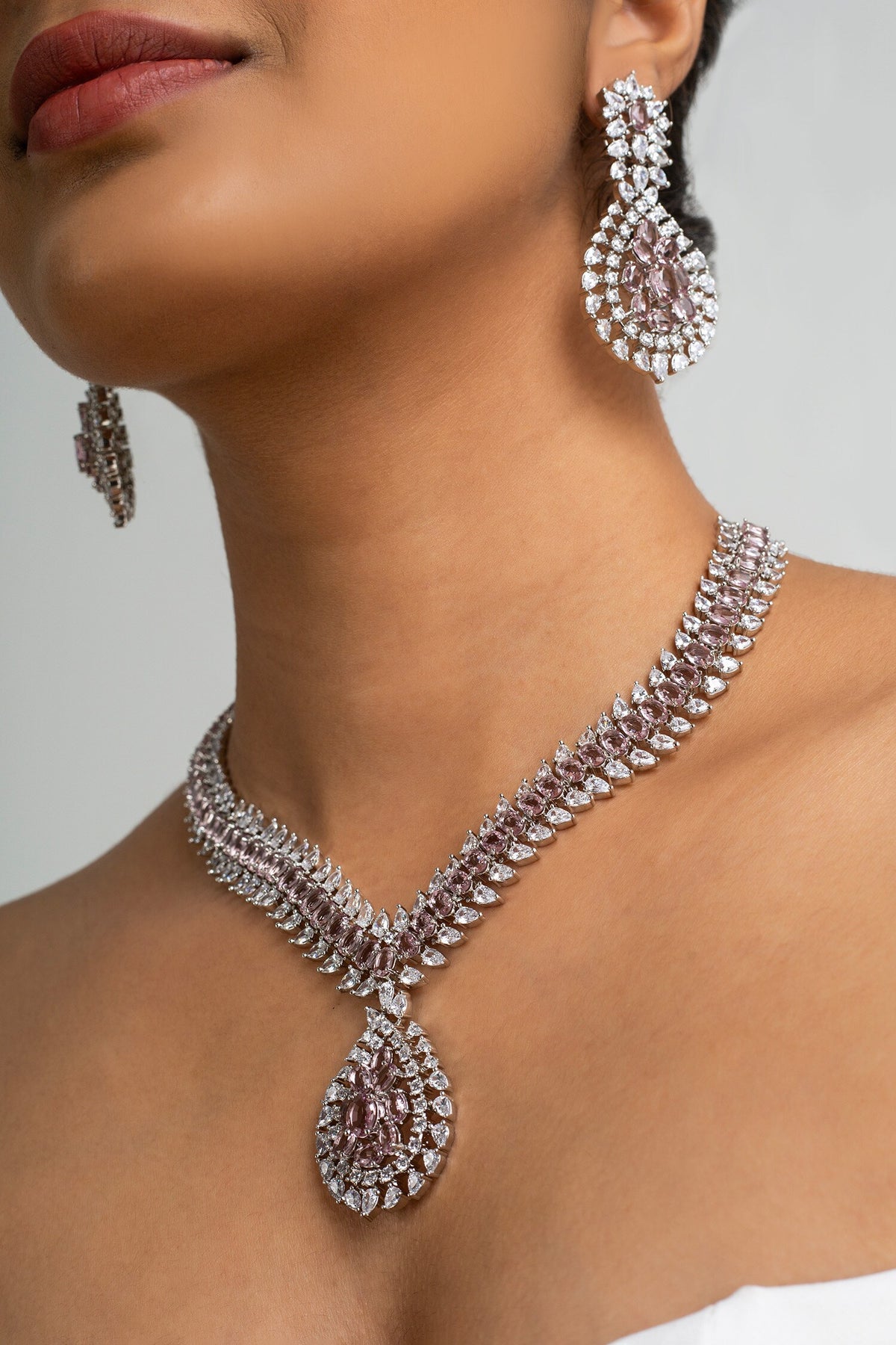 Multi Color Stone Embellished Necklace Set 