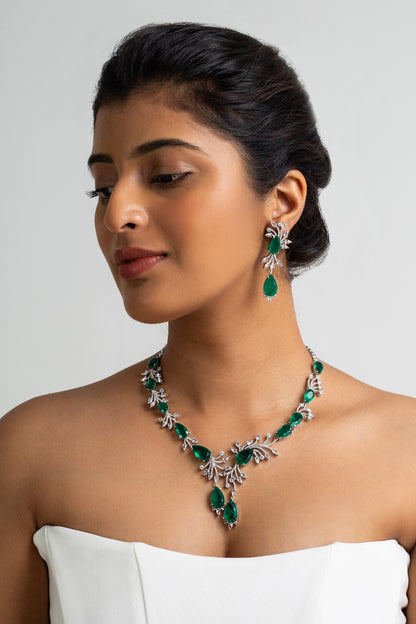 Floral Vine Stone Necklace Set 