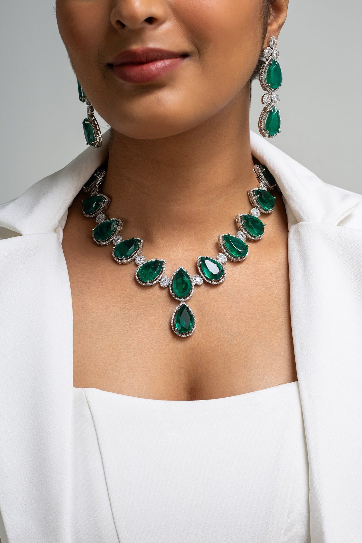 Teardrop Stone Necklace Set 