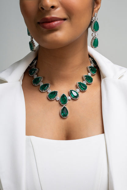 Teardrop Stone Necklace Set 