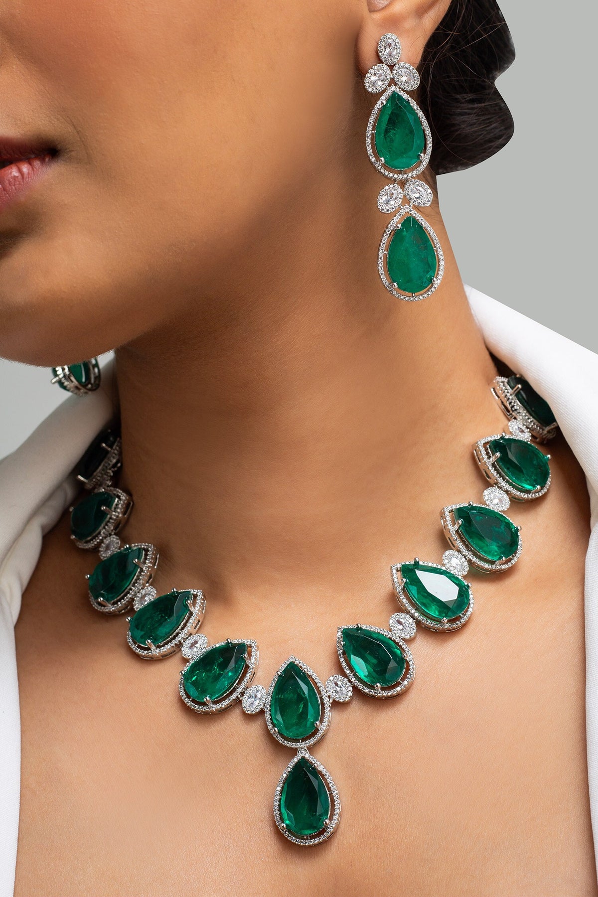 Teardrop Stone Necklace Set 