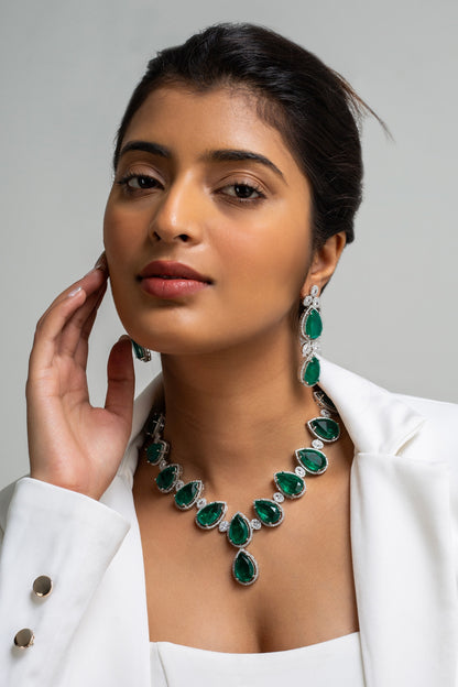 Teardrop Stone Necklace Set 
