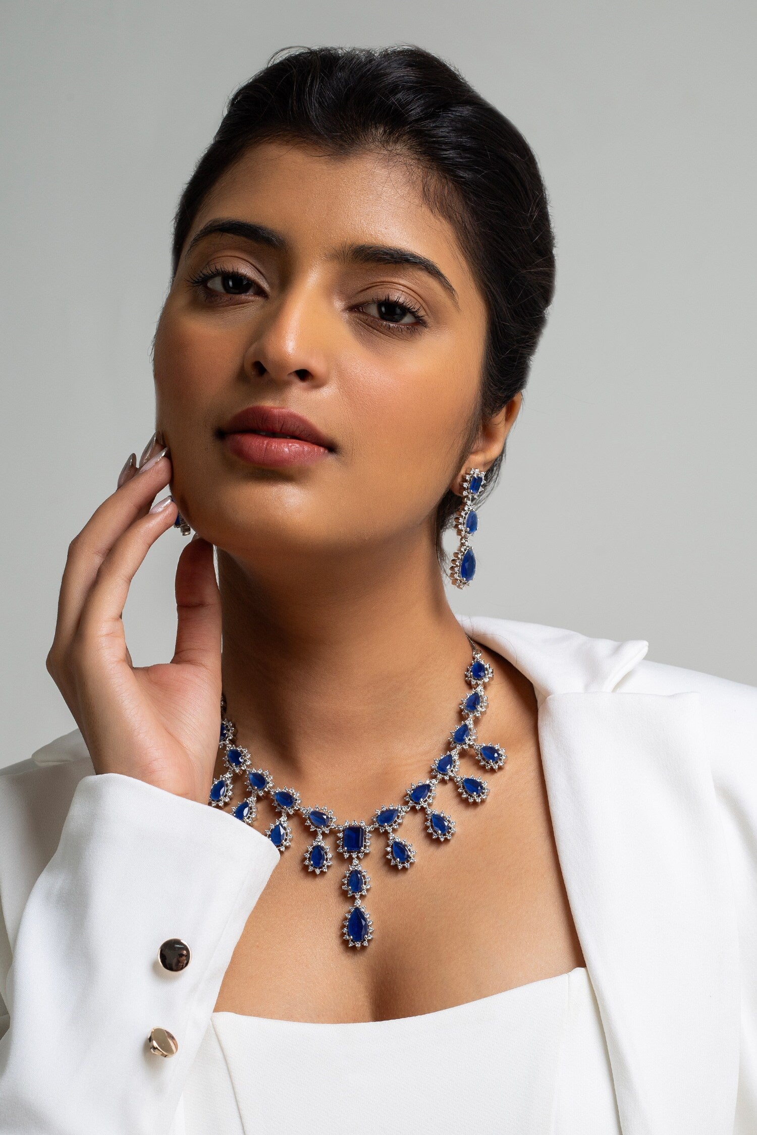 Teardrop Stone Necklace Set 