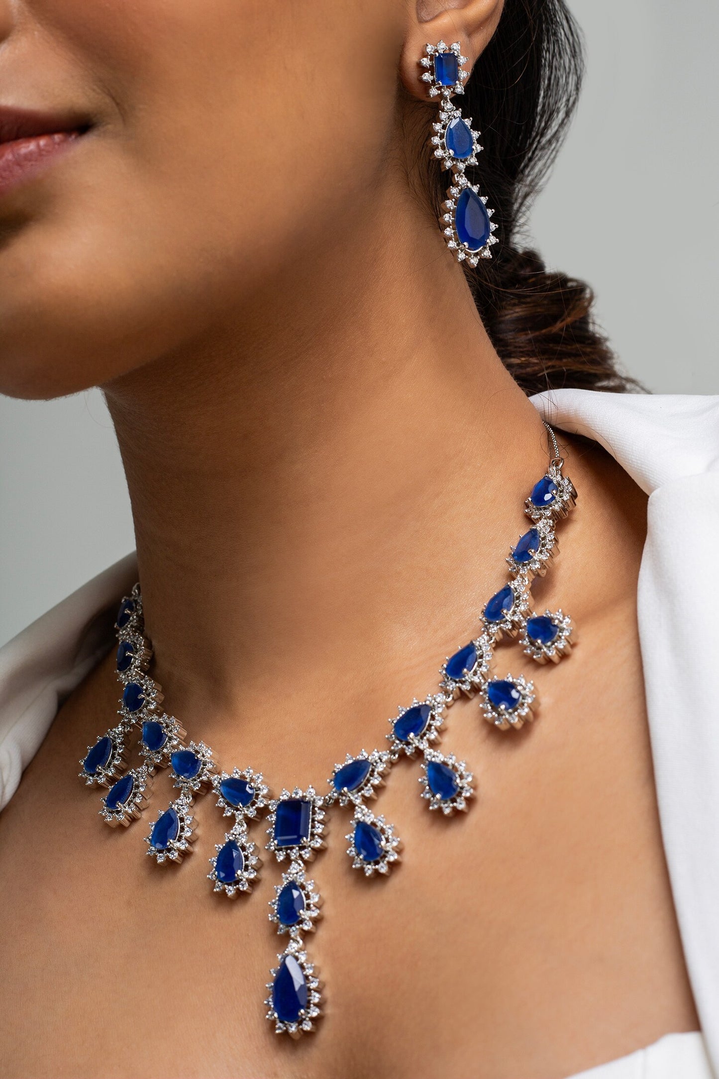 Teardrop Stone Necklace Set 