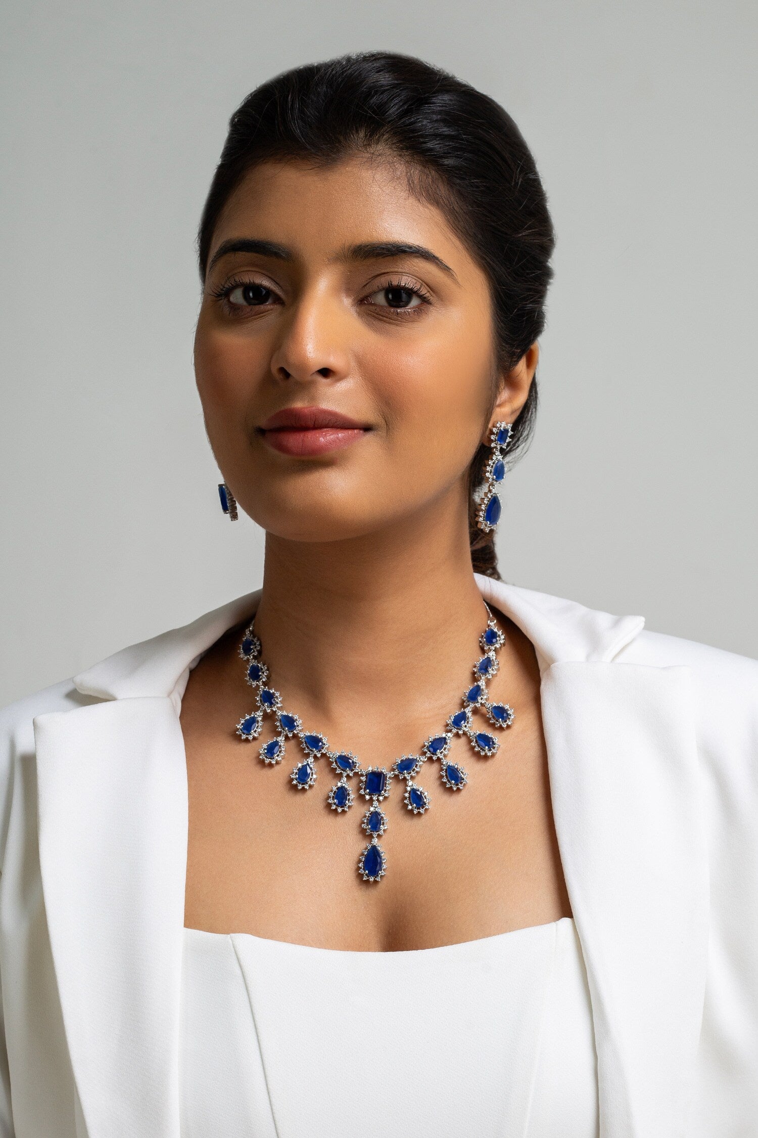 Teardrop Stone Necklace Set 