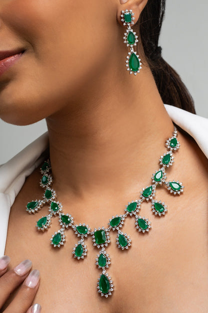 Teardrop Stone Necklace Set 