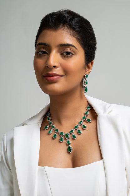 Teardrop Stone Necklace Set 