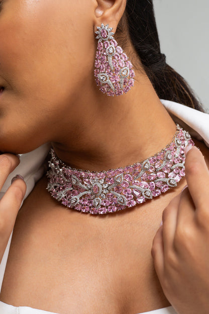 Floral Stone Embellished Choker Set 
