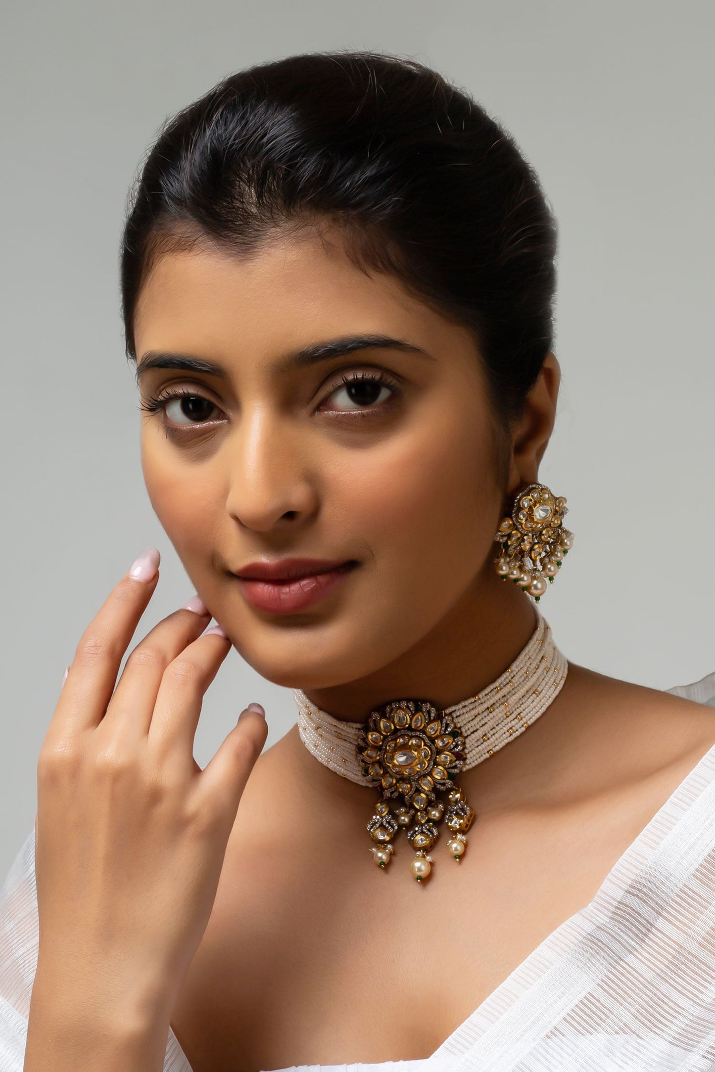Stone Embellished Choker & Earring Set 