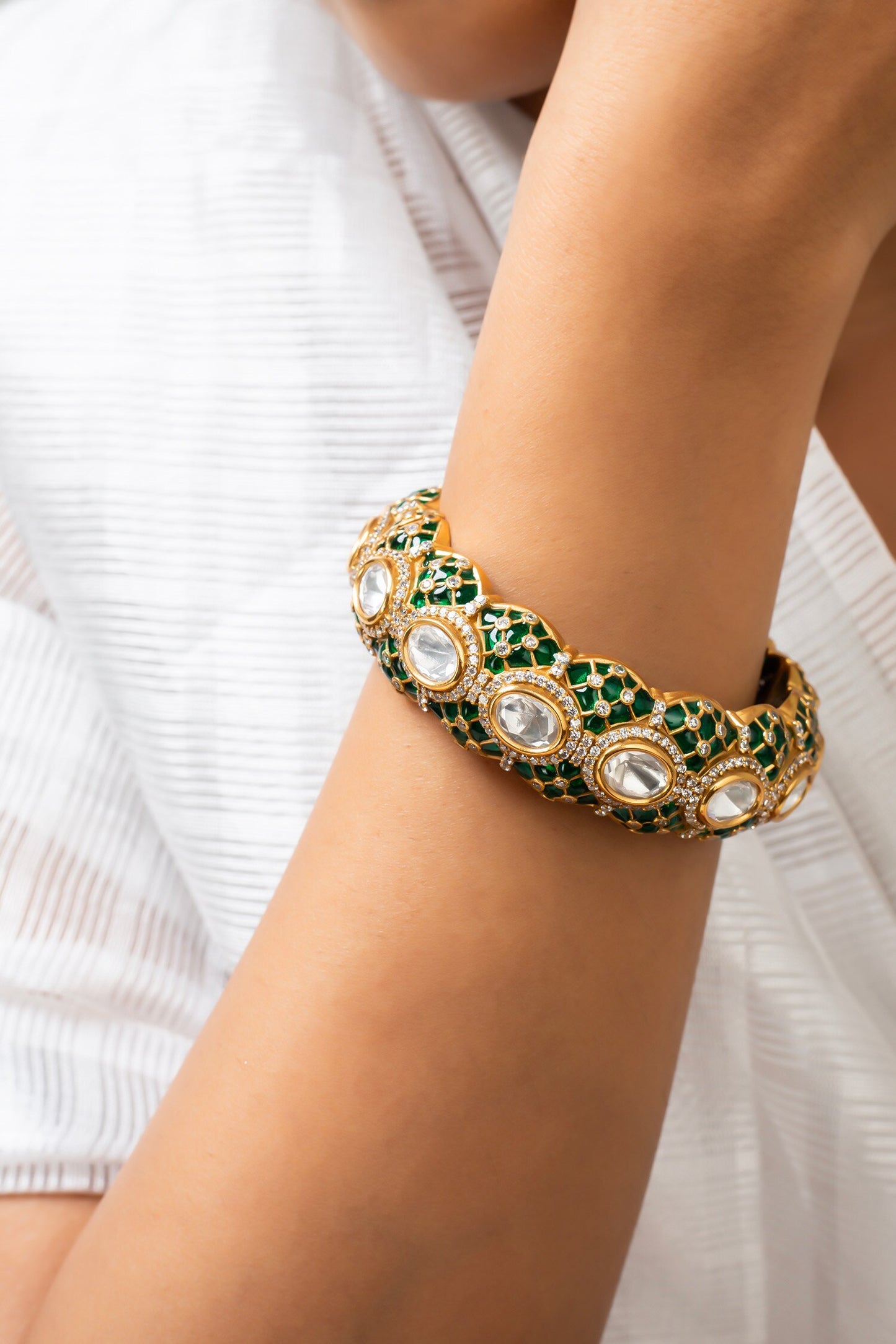 Green Stone Embellished Bangle 