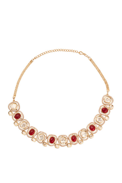 Natural Stone & Faux Diamond Necklace Set 