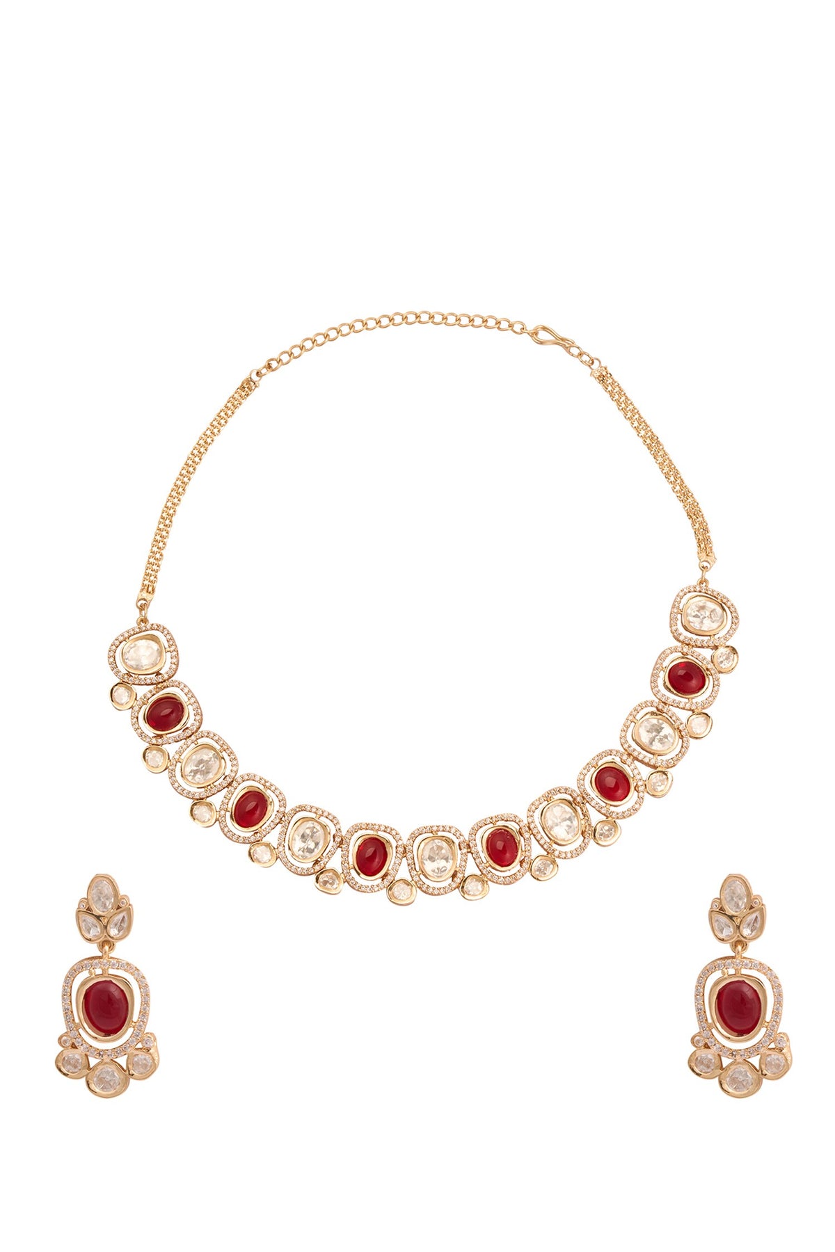 Natural Stone & Faux Diamond Necklace Set 