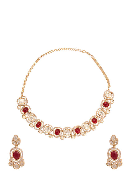 Natural Stone & Faux Diamond Necklace Set 