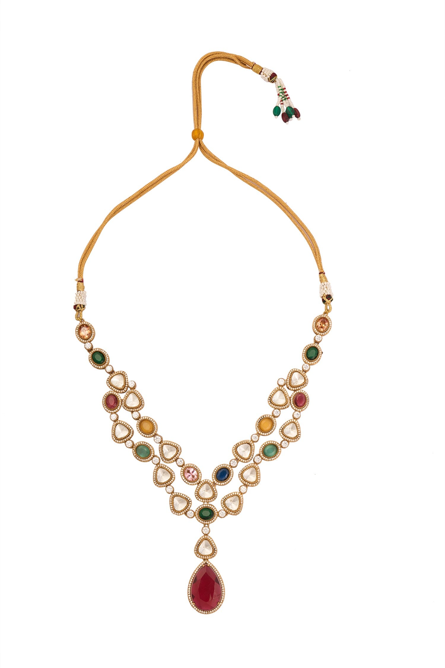 Multi Color Natural Stone Necklace Set 
