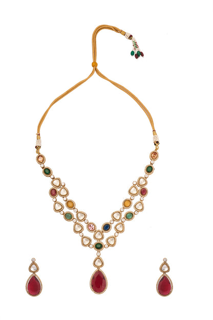Multi Color Natural Stone Necklace Set 