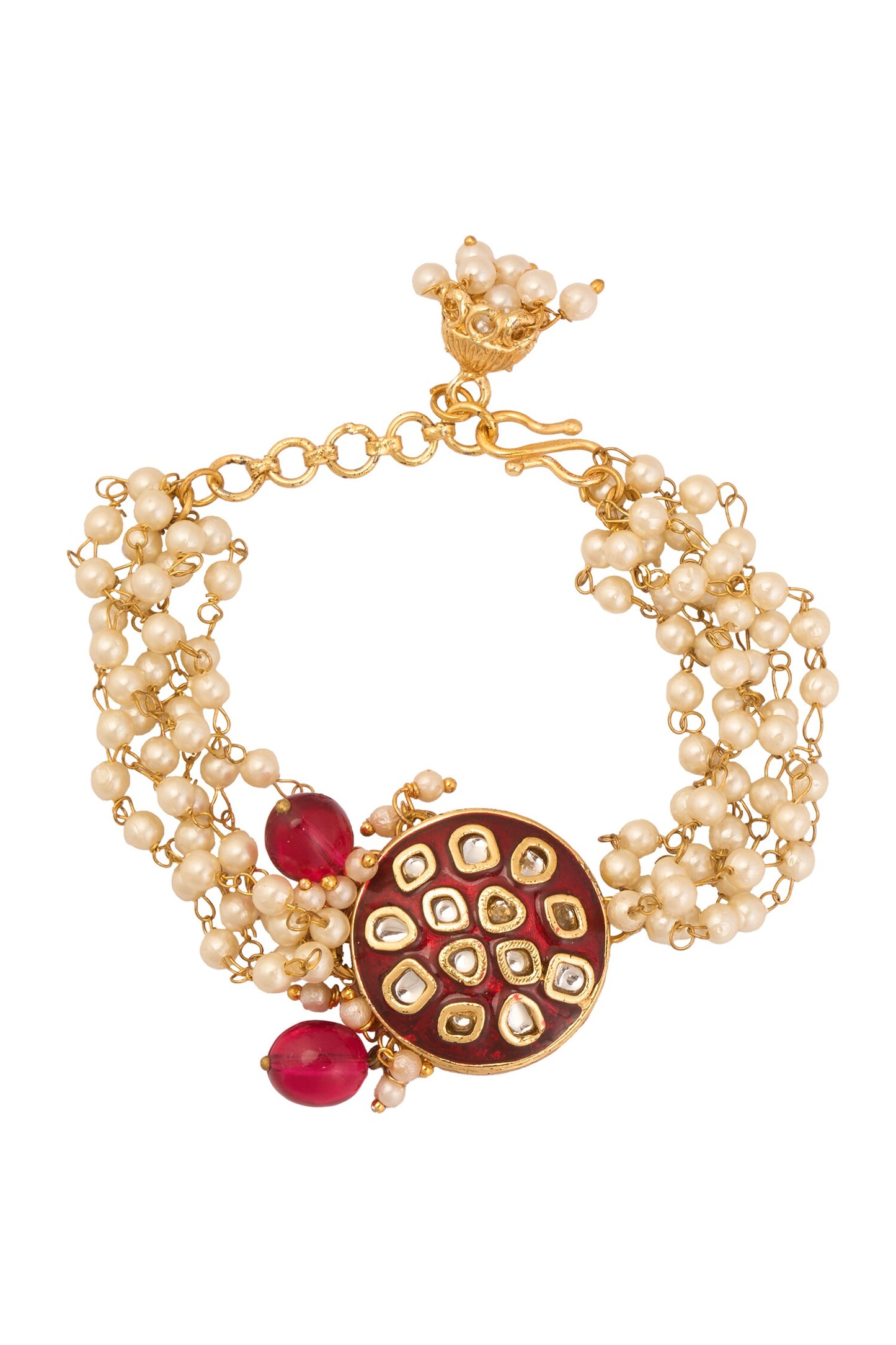 Gold Meenakari Pearl Embellished Bracelet 