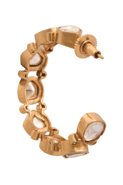 Kundan Stone Embellished Hoops 
