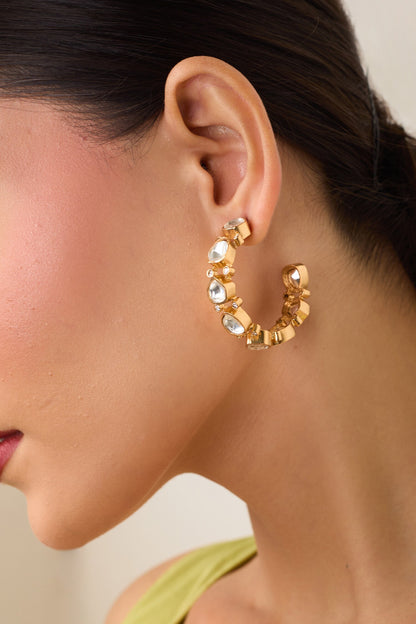 Kundan Stone Embellished Hoops 
