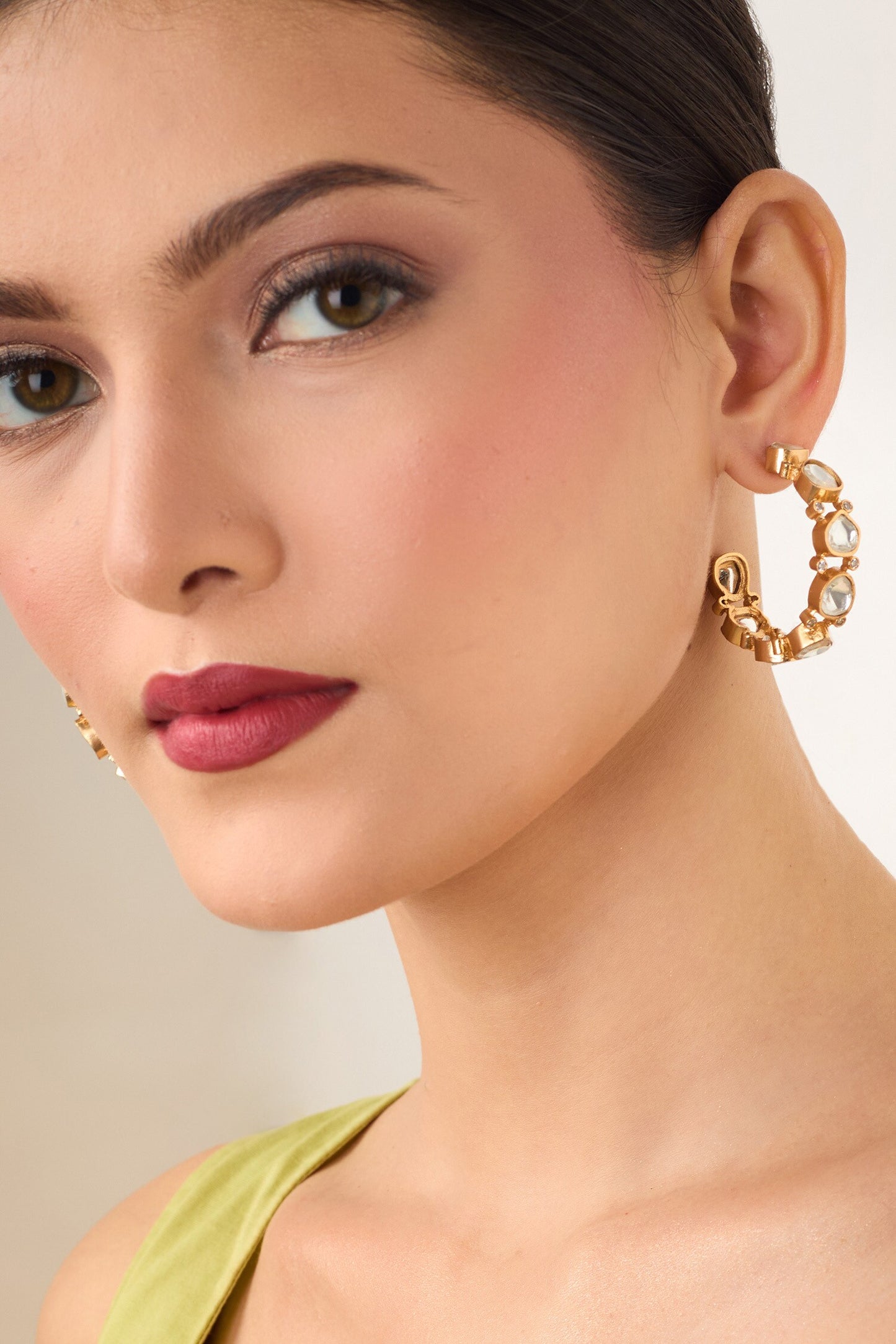 Kundan Stone Embellished Hoops 