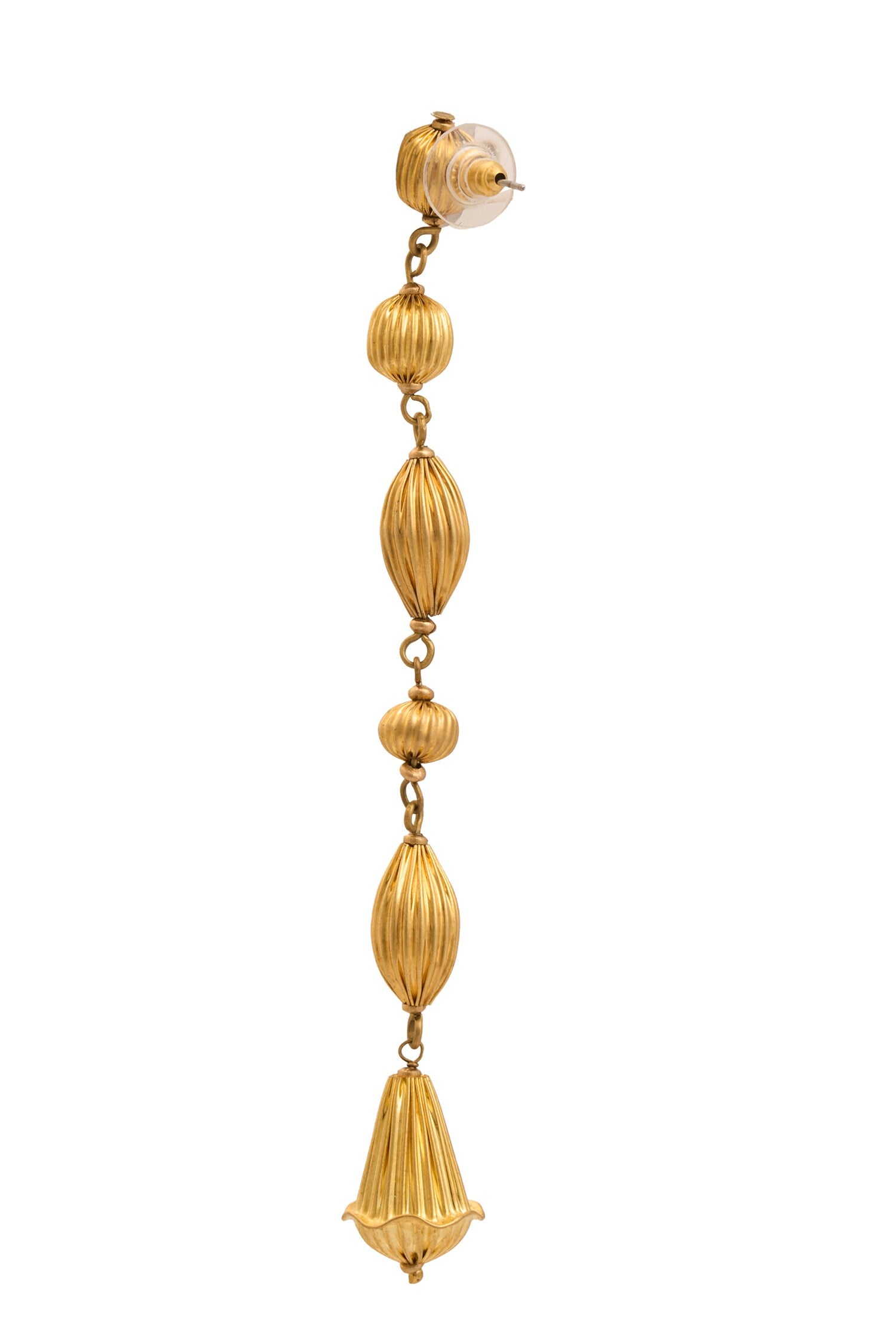 Gold Carved Long Earrings 