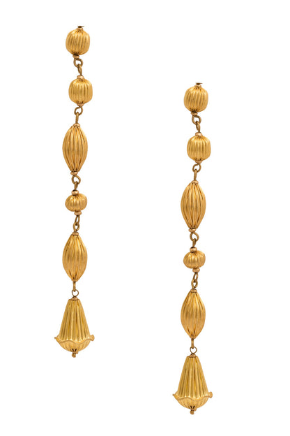 Gold Carved Long Earrings 