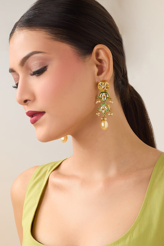 Natural Stone & Pearl Drop Earrings 