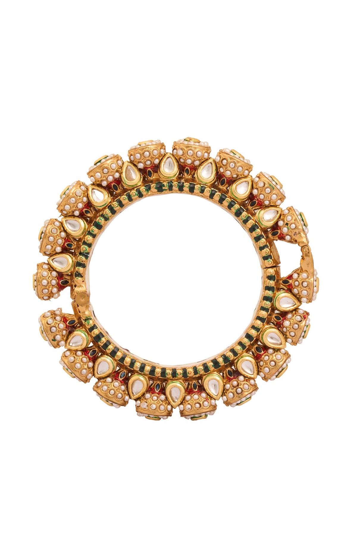 Natural Stone & Pearl Embellished Bangle 