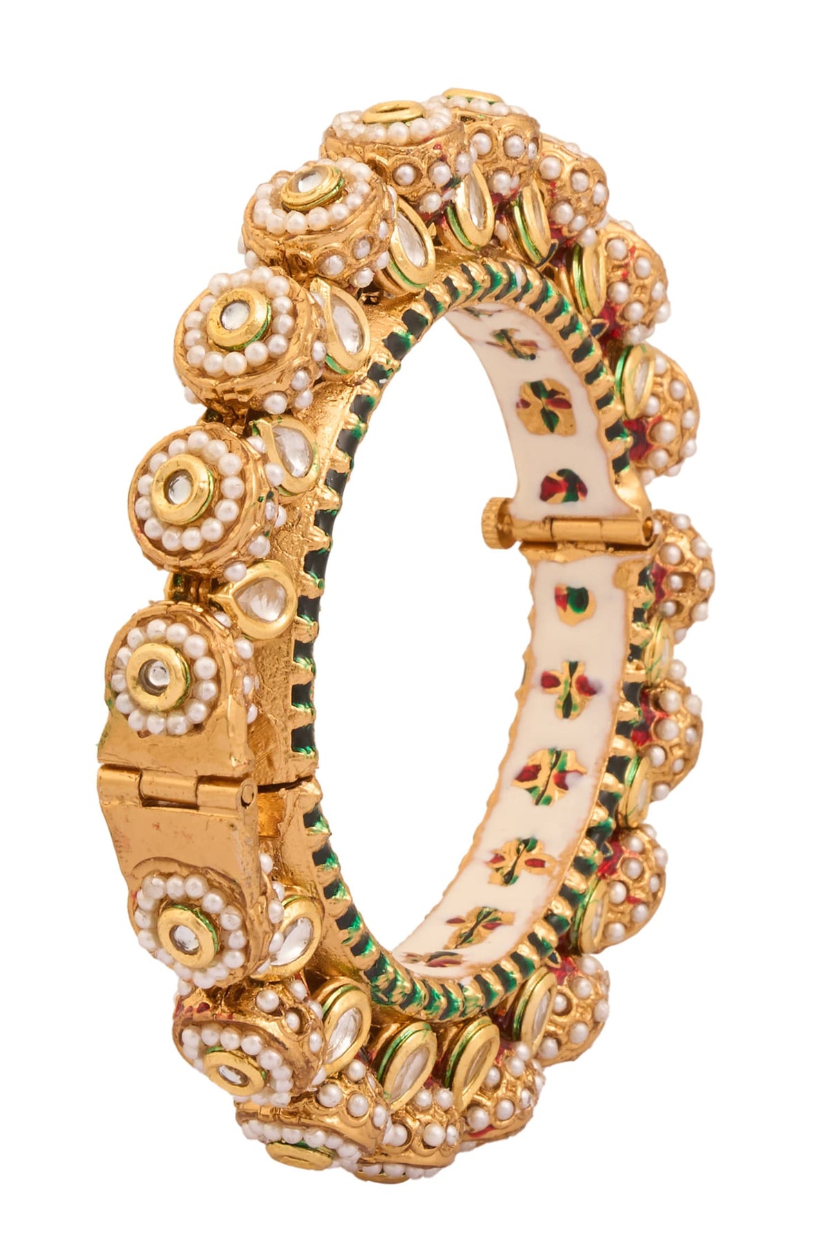 Natural Stone & Pearl Embellished Bangle 