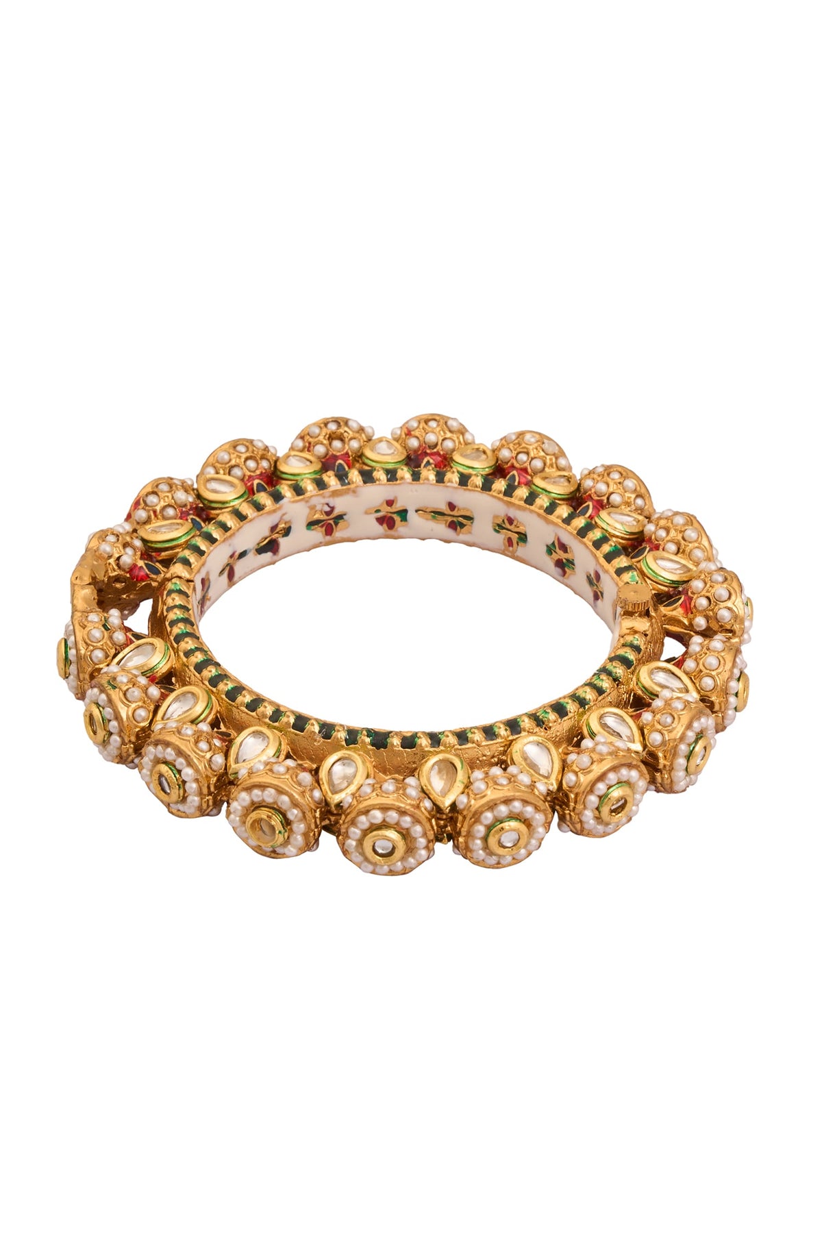Natural Stone & Pearl Embellished Bangle 