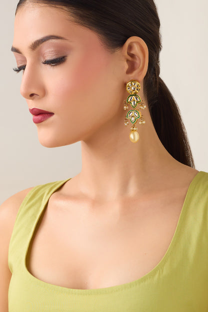 Natural Stone & Pearl Drop Earrings 