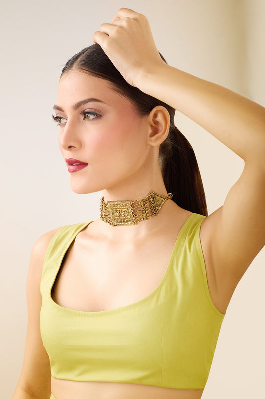 Gold Bird Motif Choker Necklace 