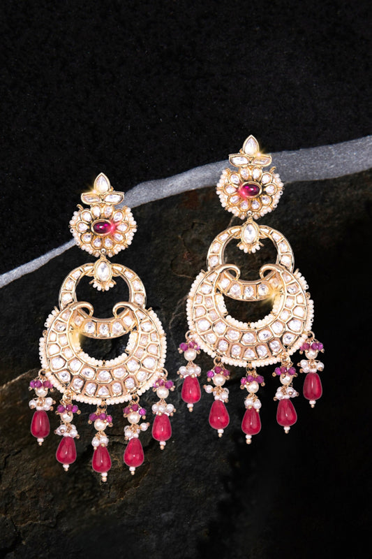 Bloom Kundan Pearl Chandbalis 