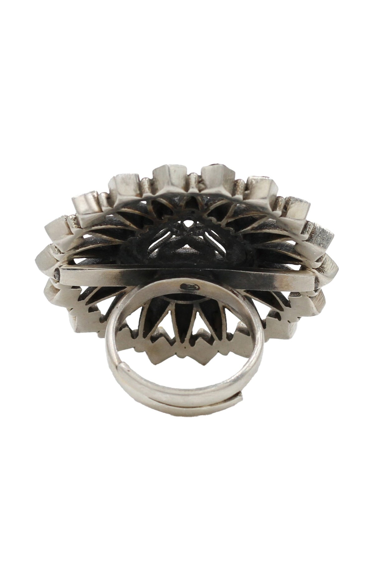 Kundan Embellished Silver Ring 