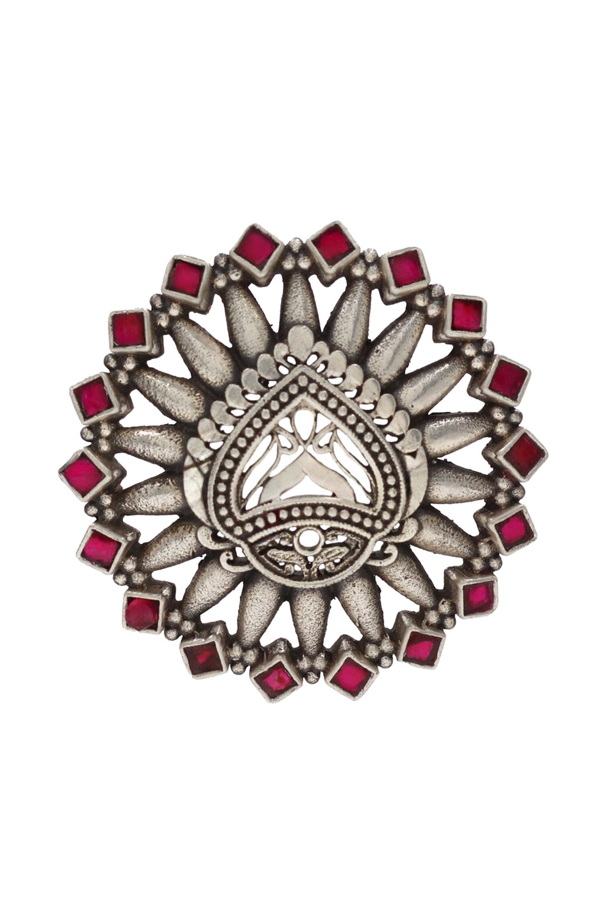 Kundan Embellished Silver Ring 