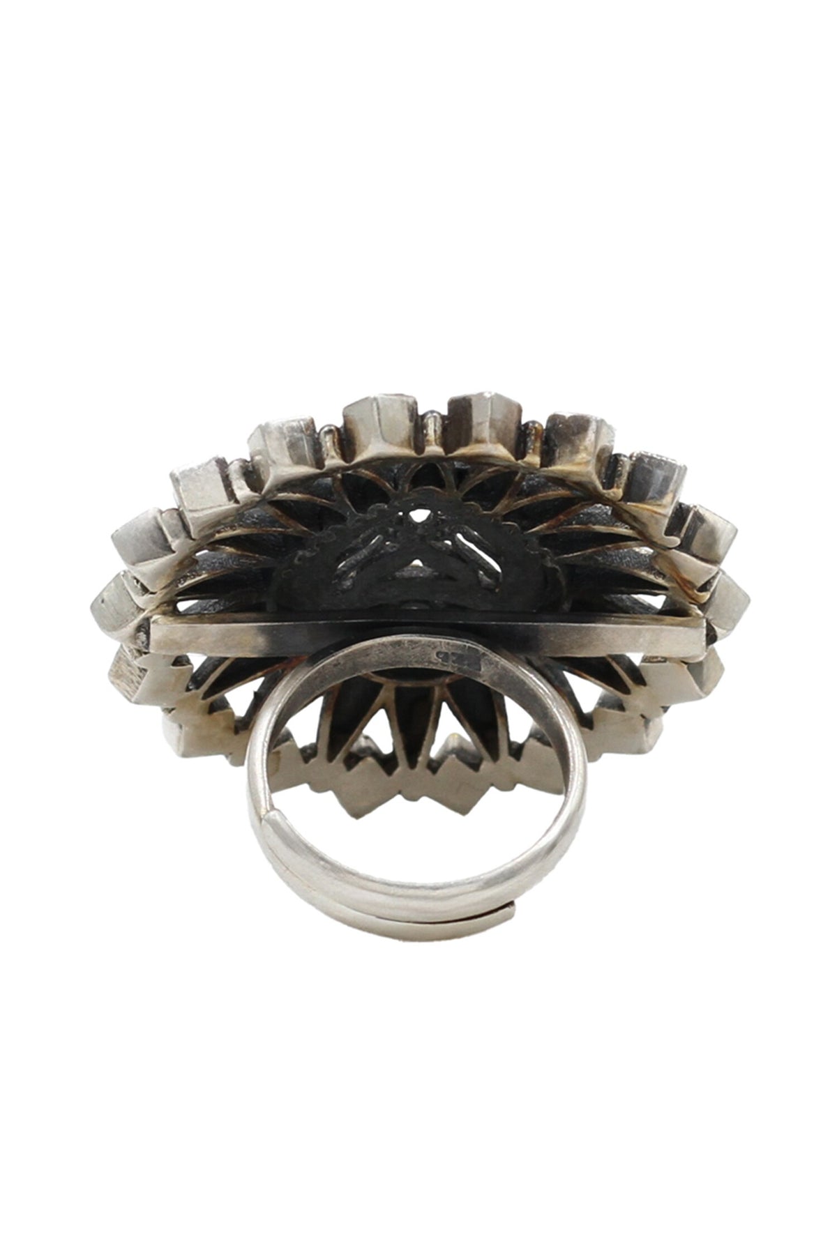 Kundan Embellished Silver Ring 