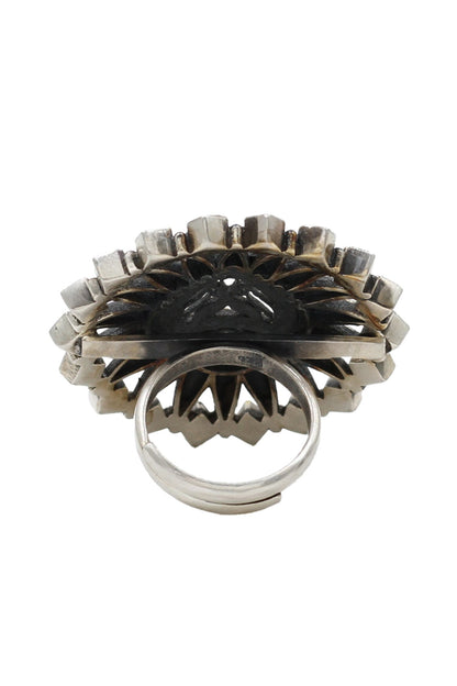 Kundan Embellished Silver Ring 