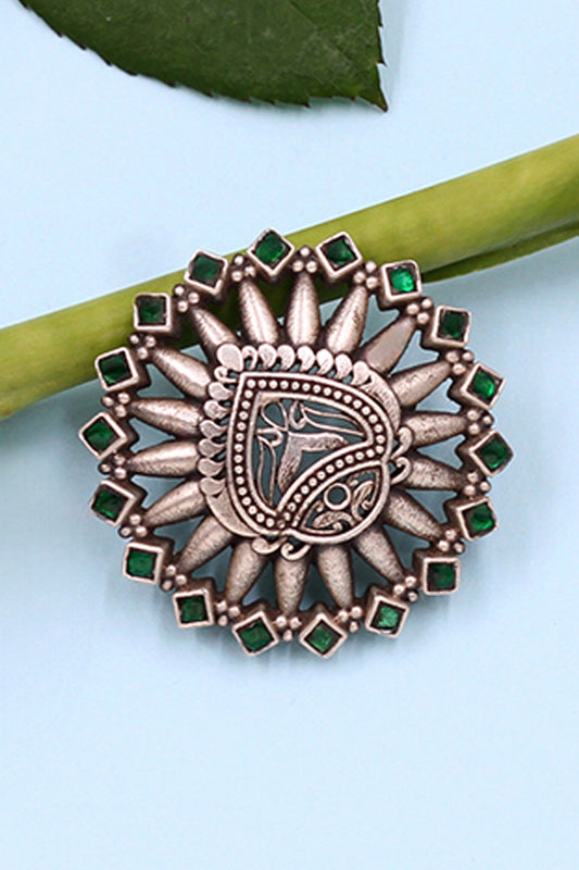 Kundan Embellished Silver Ring 