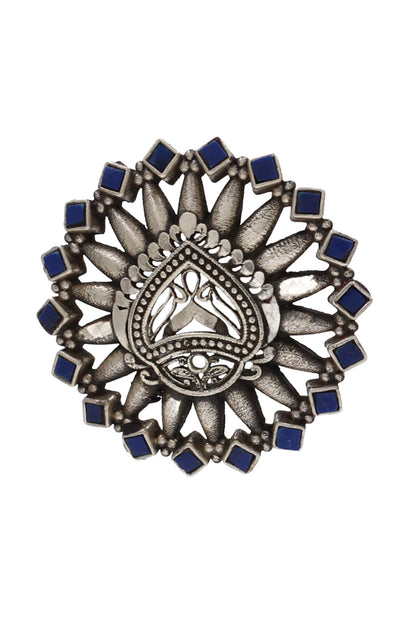 Kundan Cutwork Silver Ring 