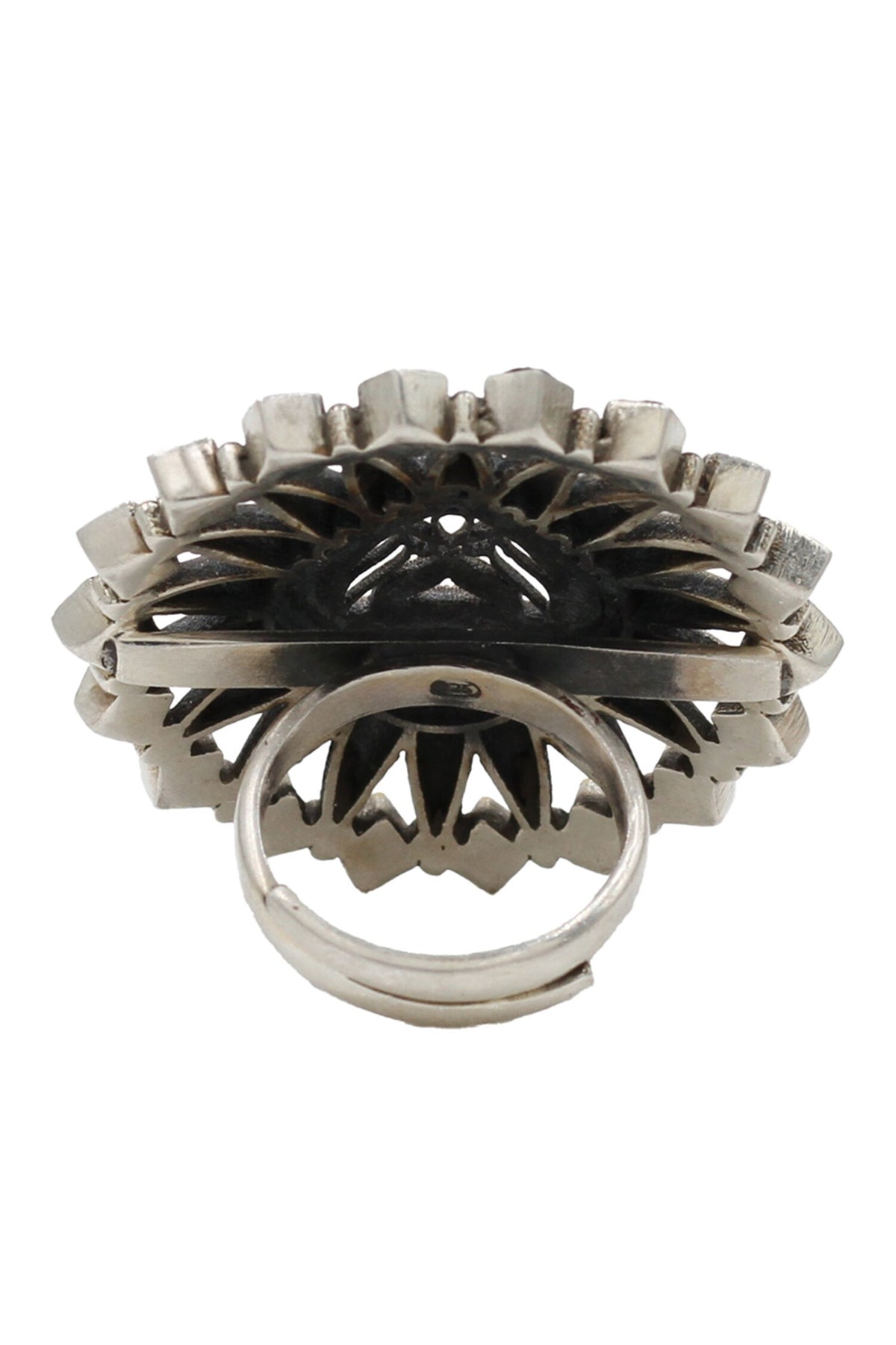 Geometric Carved Hydro Stone Ring 