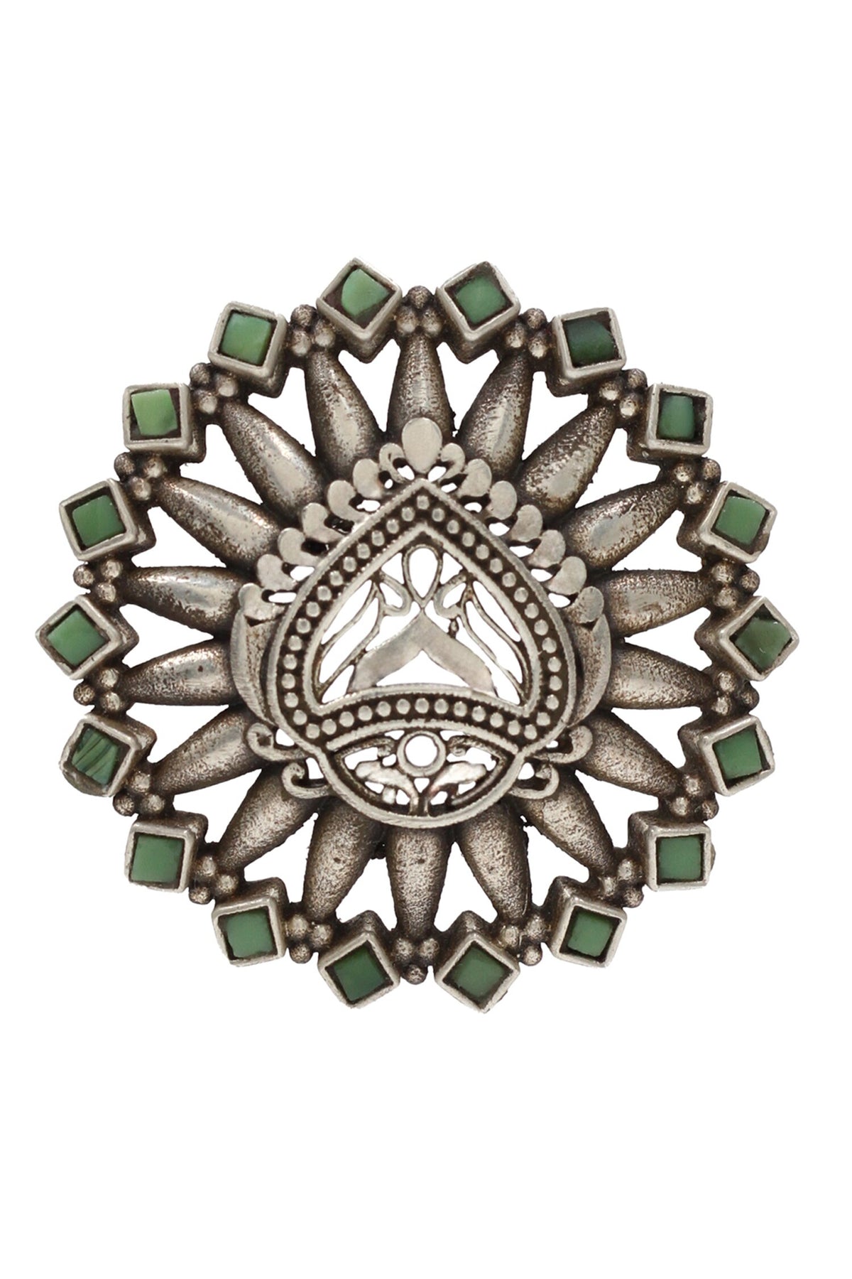 Geometric Carved Hydro Stone Ring 